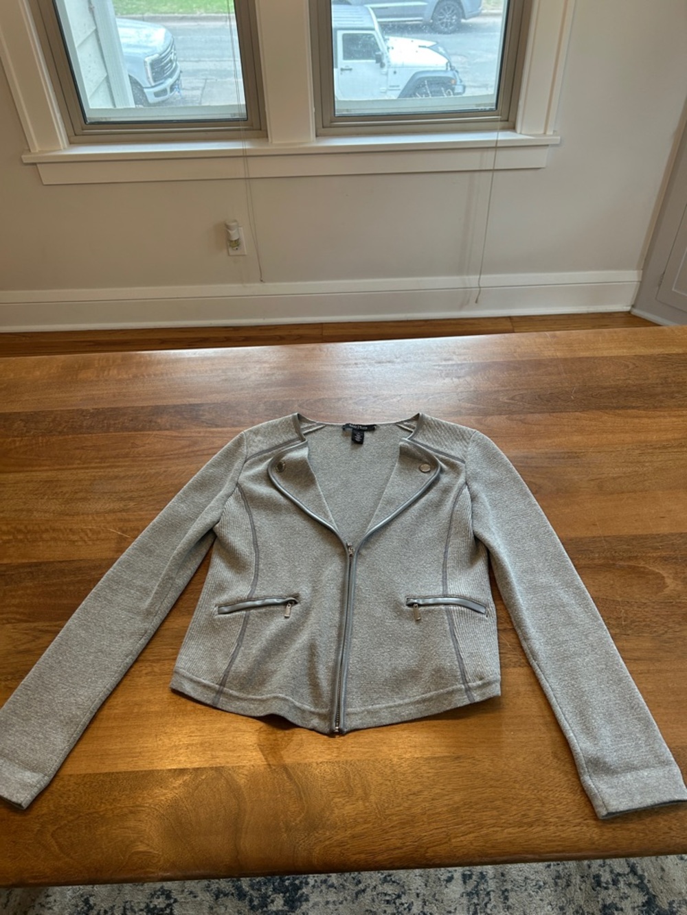 White House Black Market Light Gray Moto Blazer